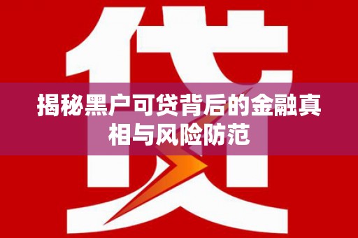 应县揭秘黑户可贷背后的金融真相与风险防范
