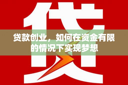 应县贷款创业，如何在资金有限的情况下实现梦想