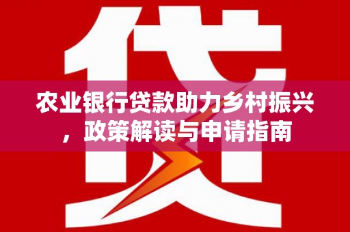 应县农业银行贷款助力乡村振兴，政策解读与申请指南