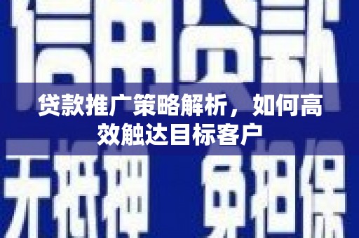应县贷款推广策略解析，如何高效触达目标客户