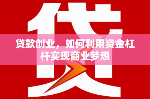 应县贷款创业，如何利用资金杠杆实现商业梦想