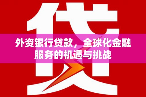 应县外资银行贷款，全球化金融服务的机遇与挑战