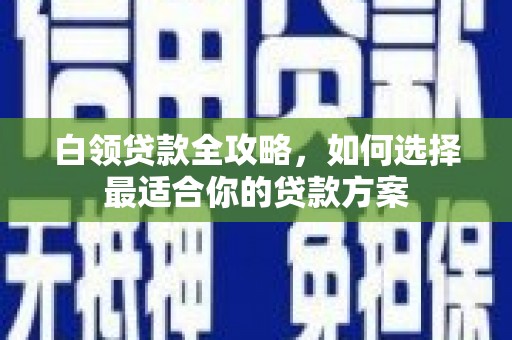 应县白领贷款全攻略，如何选择最适合你的贷款方案